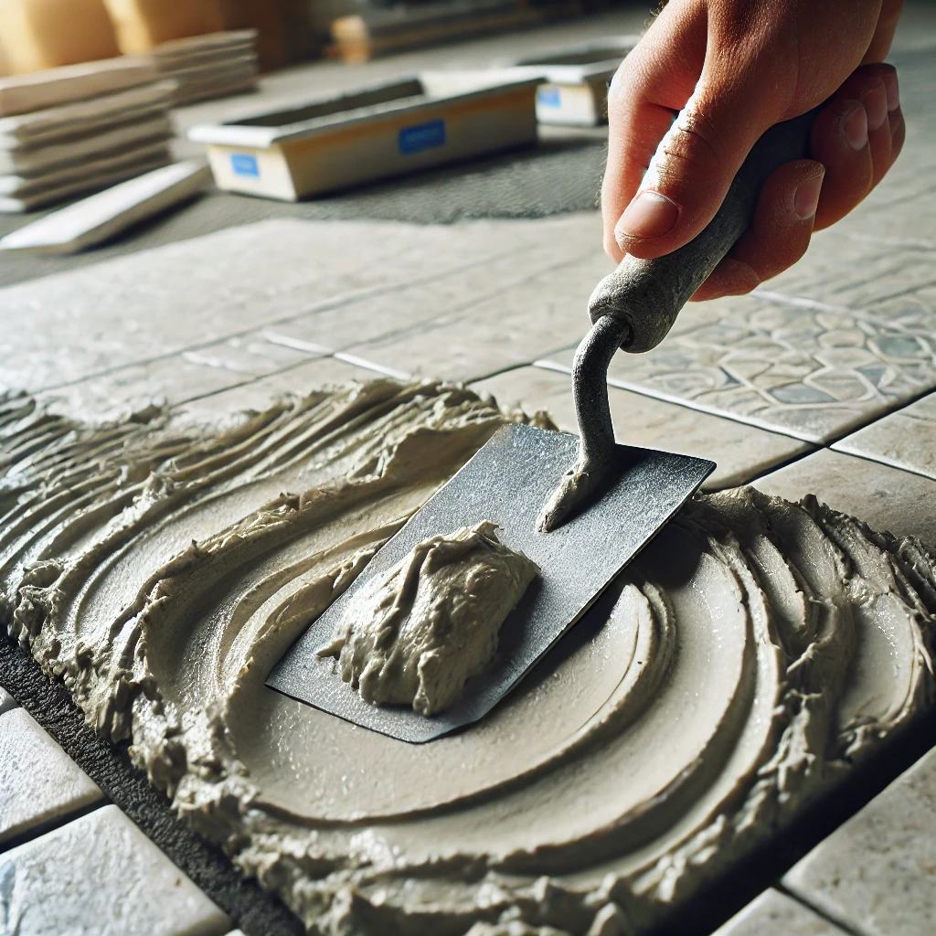 Tile adhesive application