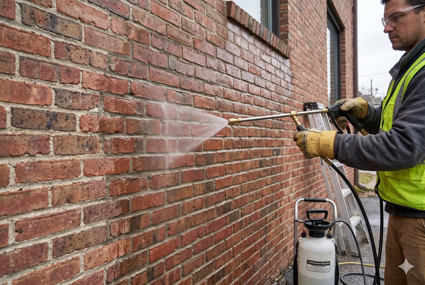 Spray application on masonry